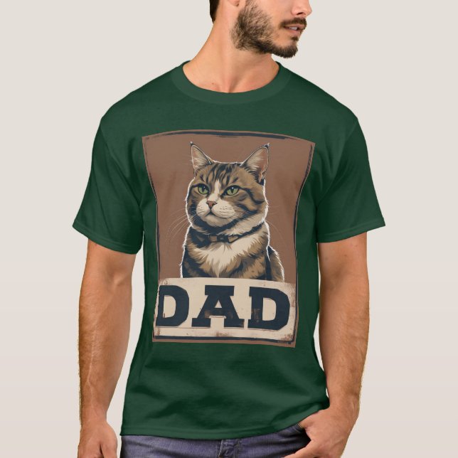 Camiseta Orgullo de papá de gato - Arte felino rayado (Anverso)