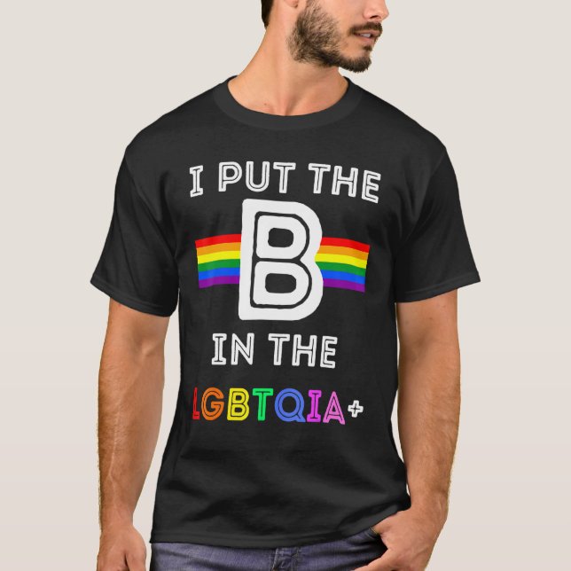 Camiseta Orgullo De Poner La B En Los Hombres Arcoiris LGBT (Anverso)