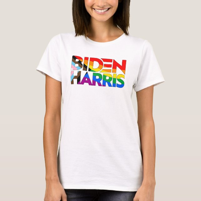 Camiseta Orgullo de progreso LGBTQ+ Biden Harris (Anverso)