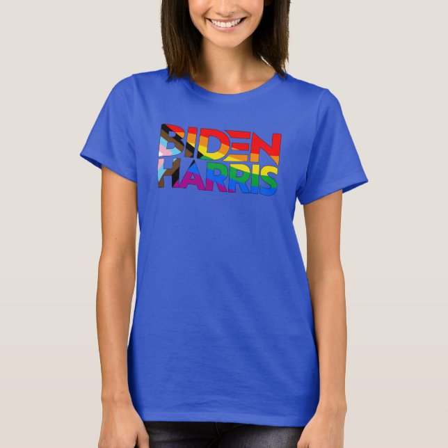 Camiseta Orgullo de progreso LGBTQ+ Biden Harris (Anverso)