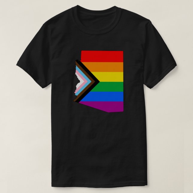 Camiseta Orgullo del Estado de Arizona Progreso LGBTQ Orgul (Diseño del anverso)