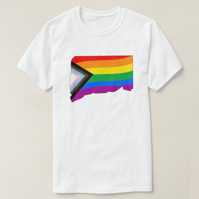 Camiseta Orgullo del Estado de Connecticut Progreso LGBTQ O (Diseño del anverso)