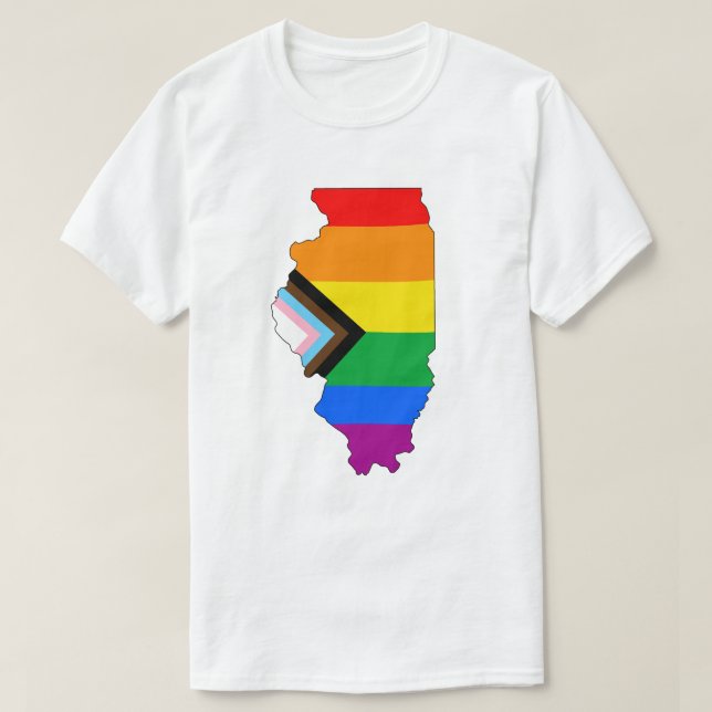 Camiseta Orgullo del Estado de Illinois Progreso LGBTQ Orgu (Diseño del anverso)