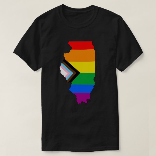 Camiseta Orgullo del Estado de Illinois Progreso LGBTQ Orgu (Diseño del anverso)