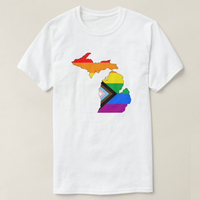 Camiseta Orgullo del Estado de Michigan por el progreso LGB (Diseño del anverso)