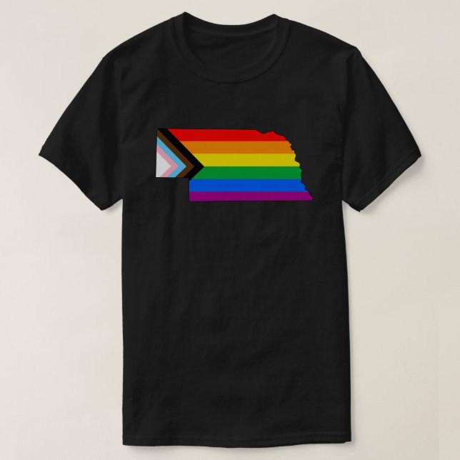 Camiseta Orgullo del Estado de Nebraska Progreso LGBTQ Orgu (Diseño del anverso)
