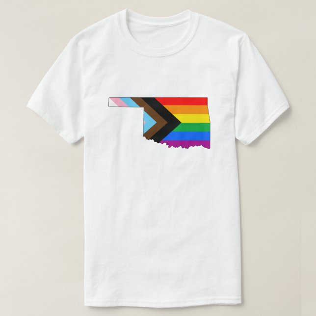 Camiseta Orgullo del Estado de Oklahoma Progreso LGBTQ Orgu (Diseño del anverso)