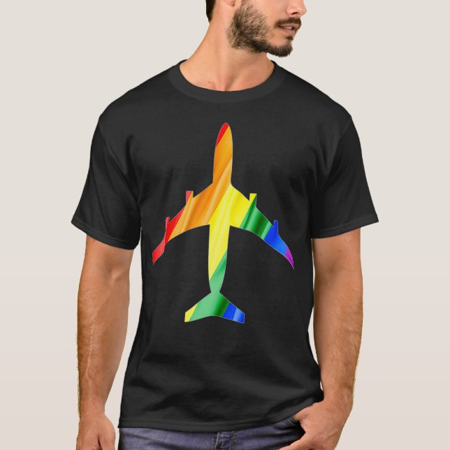 Camiseta Orgullo del operador del vuelo con bandera arco ir (Anverso)