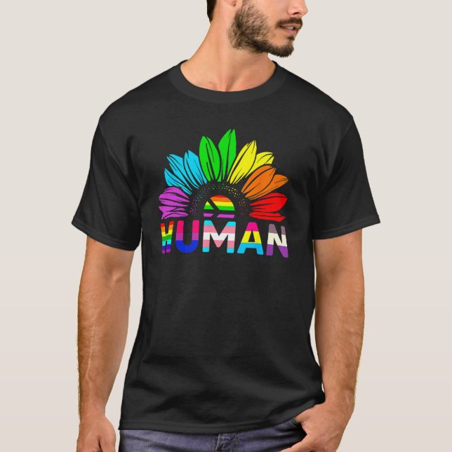 Camiseta Orgullo del orgullo del girasol humano arco iris L (Anverso)