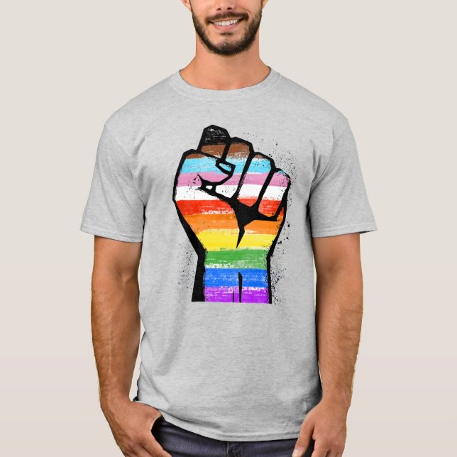 CAMISETA ORGULLO DEL PROGRESO PUÑO LGBTQ (Anverso)