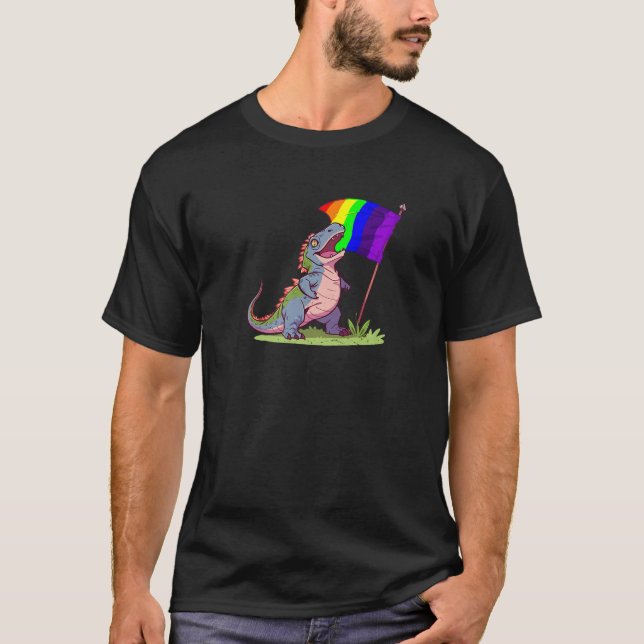 Camiseta Orgullo Dinosaurio Funny Rainbow Equality LGBT Non (Anverso)