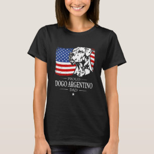 Camiseta Orgullo Dogo Argentino Papá Bandera Estadounidense