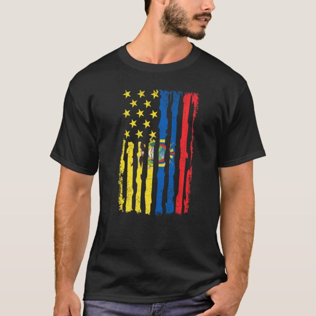 Camiseta Orgullo ecuatoriano-estadounidense Bandera Estadou (Anverso)