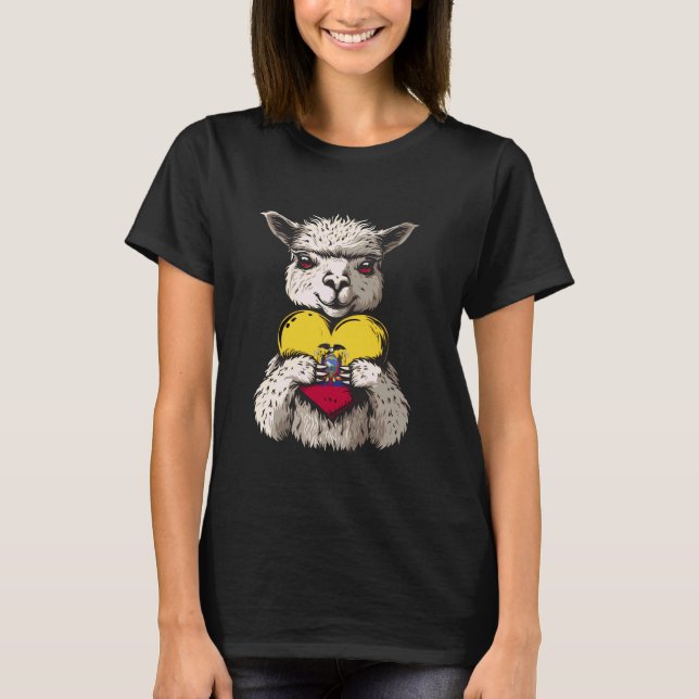 Camiseta Orgullo Ecuatoriano Llama Corazón de Ecuador Raíce (Anverso)