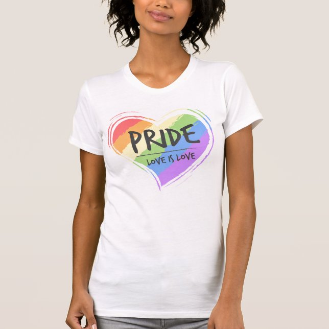 Camiseta Orgullo El amor es amor Corazón Arcoiris (Anverso)