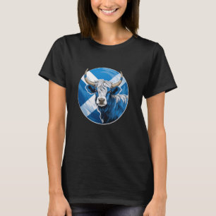 Camiseta Orgullo Escocés Vaca de las Tierras Altas Bandera