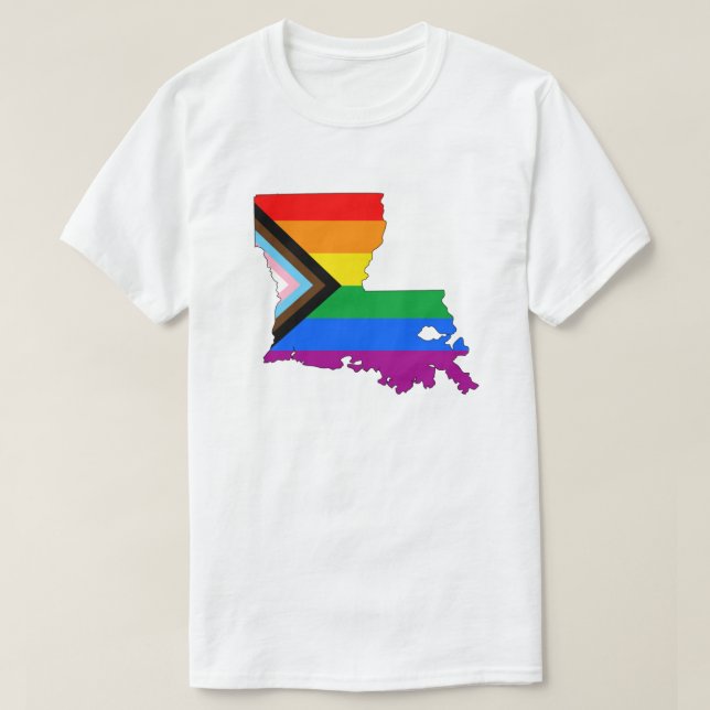 Camiseta Orgullo estatal de Luisiana LGBTQ Progreso Orgullo (Diseño del anverso)