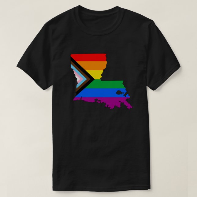 Camiseta Orgullo estatal de Luisiana LGBTQ Progreso Orgullo (Diseño del anverso)