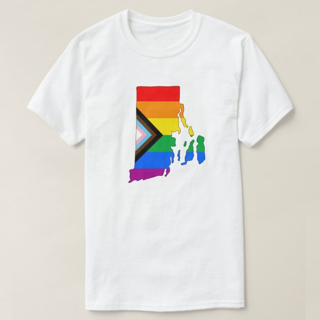 Camiseta Orgullo estatal de Rhode Island Progreso de orgull (Diseño del anverso)