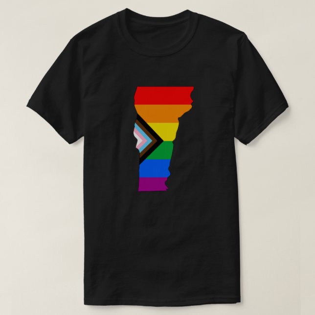 Camiseta Orgullo estatal de Vermont Progreso de orgullo LGB (Diseño del anverso)