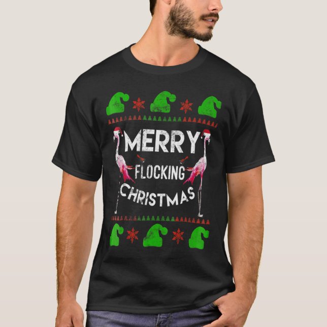 Camiseta Orgullo Flamingo Merry Flocking Navidades (Anverso)