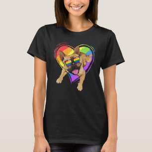 Camiseta Orgullo francés de Bulldog arcoiris corazón gay Lg