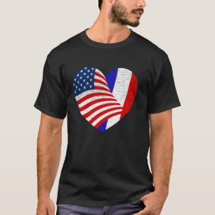 Camiseta Orgullo Francés Estadounidense Y Bandera Francesa 