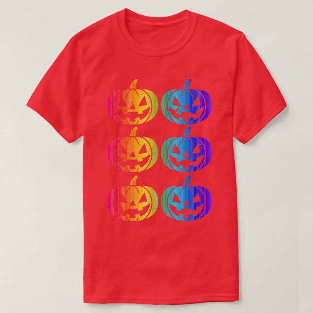 Camiseta Orgullo gay Arcoiris Feliz Calabaza Halloween Jack (Diseño del anverso)