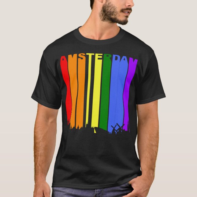 Camiseta Orgullo gay arcoiris LGBT en Ámsterdam (Anverso)