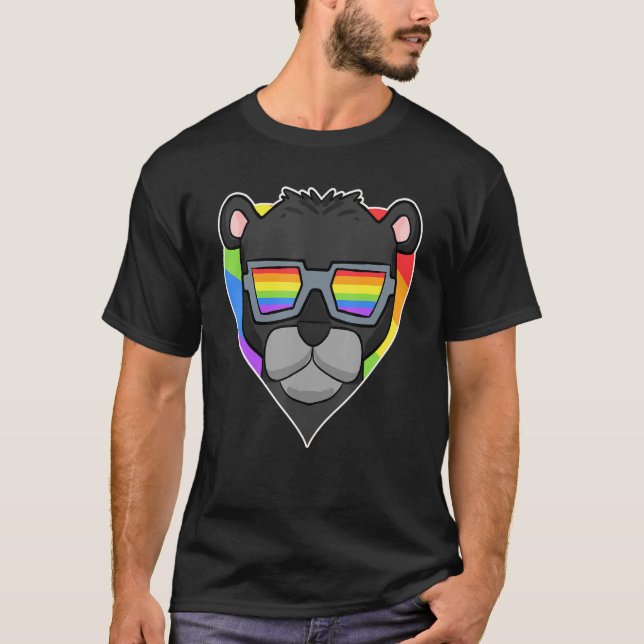 Camiseta Orgullo gay arcoiris LGBT - Pantera negra - Oso LG (Anverso)