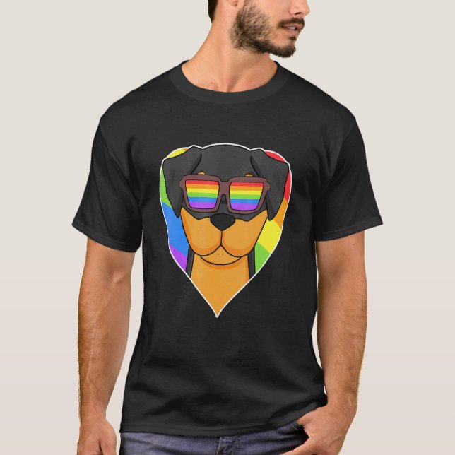 Camiseta Orgullo Gay Arcoiris Rottweiler Lgbt H (Anverso)