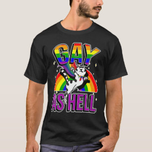 Camiseta Orgullo Gay As Hell Rainbow Cat Lgbt