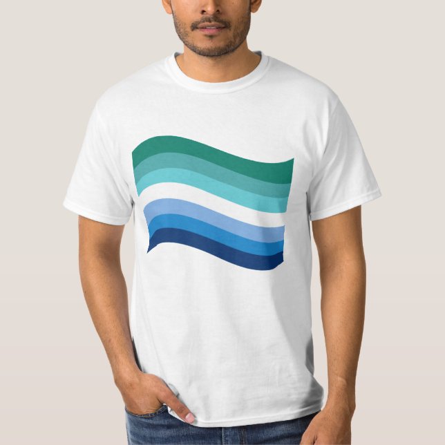 Camiseta Orgullo gay Azure Wavy Flag (Anverso)