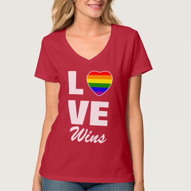 Camiseta Orgullo Gay Bandera Arcoiris Amor cardíaco gana ca (Anverso)