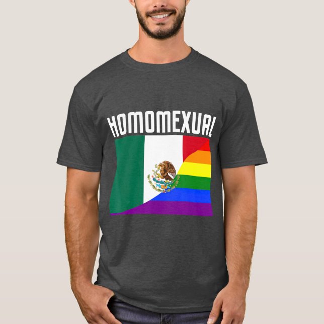 Camiseta Orgullo gay Bandera Arcoiris Mexicana Orgullosa Ho (Anverso)
