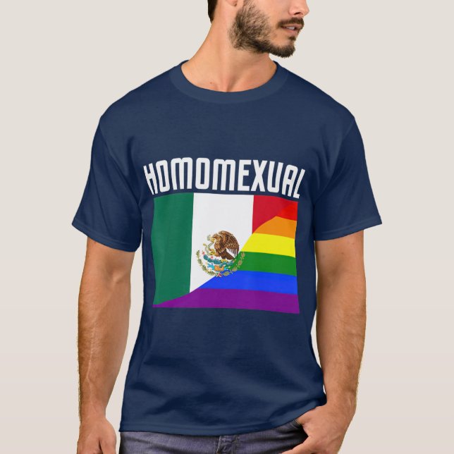 Camiseta Orgullo gay Bandera Arcoiris Mexicana Orgullosa Ho (Anverso)