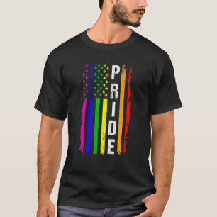 Camiseta Orgullo Gay Bandera Estadounidense Retro Lgbt Conc
