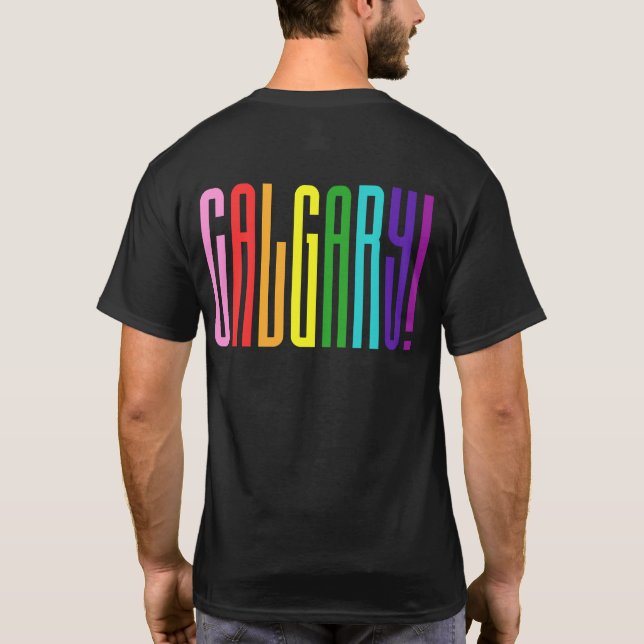 Camiseta Orgullo gay brillante LGBT del texto LGBTQ Calgary (Reverso)