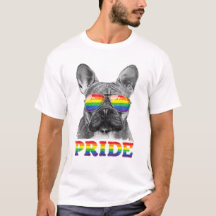 Camiseta Orgullo gay Bulldog francés Bandera arco iris LGBT