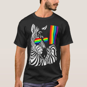 Camiseta Orgullo gay cebra LGBTQ Bandera arcoiris gafas de 