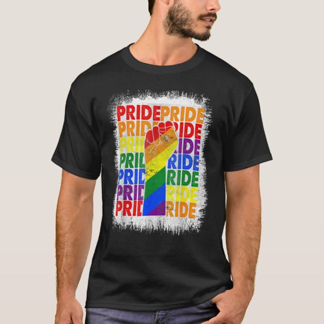 Camiseta Orgullo gay con bandera arcoiris y resistencia bla (Anverso)