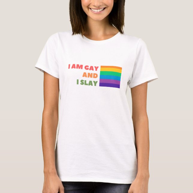 Camiseta Orgullo gay con cotización soy gay y mato (Anverso)