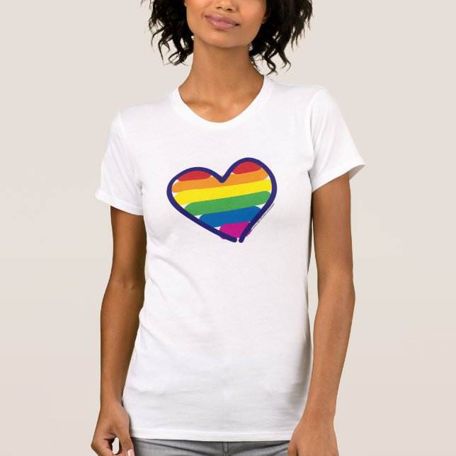 Camiseta Orgullo Gay Corazón Arcoiris (Anverso)