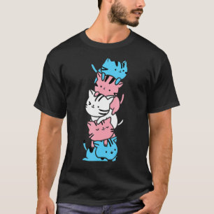 Camiseta Orgullo Gay Cute Gato Transgénero Pile Bandera Lgb