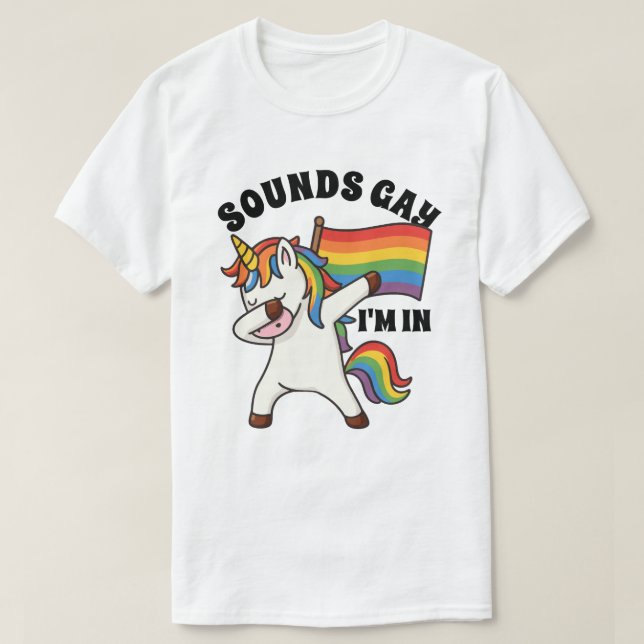 Camiseta Orgullo gay Dabbing Unicornio con bandera (Diseño del anverso)