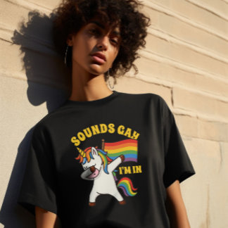 Camiseta Orgullo gay Dabbing Unicornio con bandera