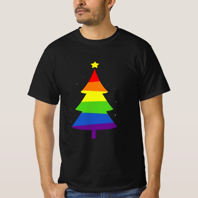 Camiseta Orgullo gay de árbol de Navidad LGBT (Anverso)