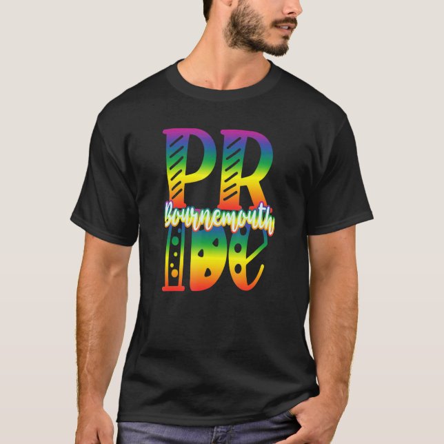 Camiseta Orgullo gay de Bournemouth en letras a bloque (Anverso)