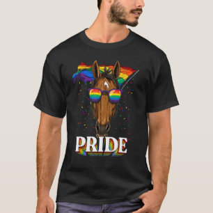 Camiseta Orgullo Gay De Caballo Lgbtq Banda Arcoiris Gafas