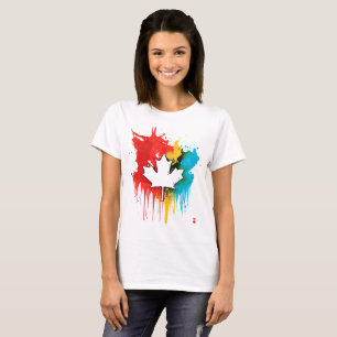 Camiseta Orgullo gay de Canadá Bandera Arcoiris Hoja de arc